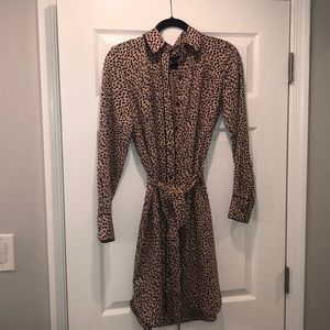 Ann Taylor Leopard Print Shirt Dress Small